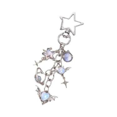 Imagem de Chaveiro De Esmalte Rosa Azul Y2K Com Lua, Estrela E Coração, Lindo Ch