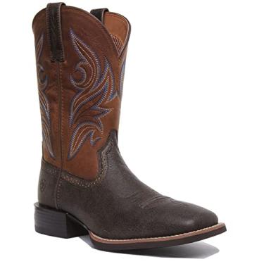 Imagem de ARIAT Bota masculina esportiva Knockout Western com bico quadrado largo, Brooklyn Brown/Marrom envelhecido, 10.5 Wide Big Kid