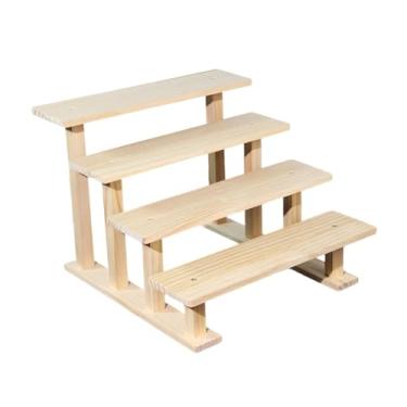 Imagem de Ｂｅｓｇａ Expositor de madeira em vários níveis para perfumes, estilo rústico, com suporte decorativo para miniaturas de maquiagem e outros objetos, 4 Níveis 20cm