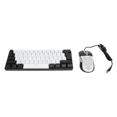 Imagem de Generic Teclado para Jogos Iluminado RGB para Tablet e Laptop, Sensação Mecânica Com Mouse para Jogadores e Funcionários de Escritório (Moldura preta central branca)
