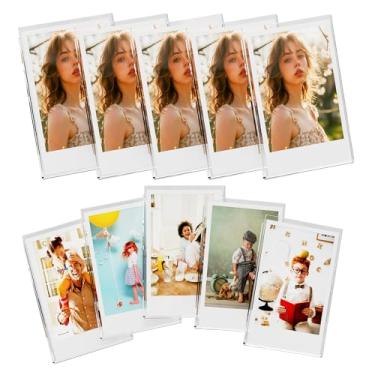 Imagem de Opps Moldura Polaroid magnética de geladeira: Ímãs Polaroid de acrílico para geladeira, mini moldura fotográfica Instax transparente, bordas desobstruídas de 6 x 9 cm (pacote com 5)