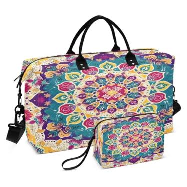 Imagem de CEBUGI Bolsa feminina acolchoada com estampa mandala, grande, bolsa de viagem de fim de semana, bolsas hospitalares para trabalho de parto e parto