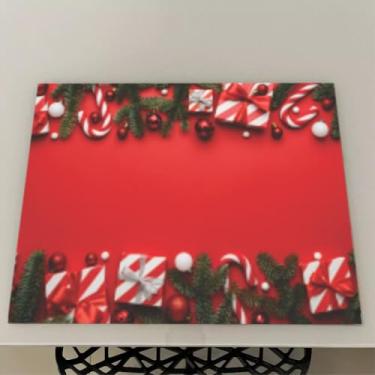 Imagem de Jogo Americano Natal Souplast Impermeável Lona Kit 4 6 8 10 ou 12 Unidades Mesa Posta (Natal 5,10 Peças)