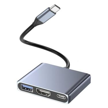 Imagem de Adaptador USB C para HDMI, adaptador multiportas AV digital 3 em 1 com saída HDMI 4K, porta PD 100W e USB 3.0, dongle USB C compatível com MacBook Pro, MacBook Air, iPad Pro, iPhone 15Pro/16, Dell, HP