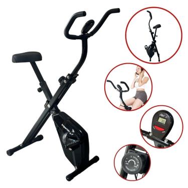 Imagem de Bicicleta Ergométrica Vertical Dobrável Flywhell 2Kg Magnética Portátil c/ Display Importway Iwf009