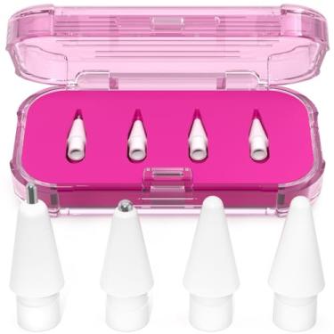 Imagem de AZF Pontas de substituição atualizadas para Apple Pencil Pro/USB-C/2ª geração/pontas de 1ª geração (com caixa de armazenamento), pontas de lápis de substituição de metal mistas resistentes ao desgaste