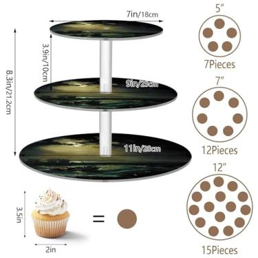 Imagem de Suporte de cupcake para festa de chá, 3 camadas, aniversário, casamento, torre de bolo, estampa fofa de J. M. W. Turner, pescadores na mesa do mar, suporte de sobremesa, decorações de festa de chá