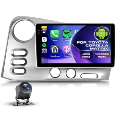 Imagem de Rádio automotivo 4G+ 128G para Toyota Matrix 2003-2004/Pontiac Vibe 2003-2008, estéreo automotivo duplo de 23 cm com carplay sem fio e link de espelho automotivo Android, Bluetooth, WiFi, GPS, SWC