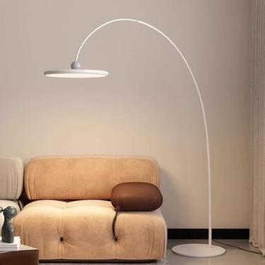 Imagem de Luminária de chão LED em arco de 32W, tricolor, dimerizável, moderna e minimalista, vertical, para leitura, com proteção ocular, luminária decorativa de coluna para sala de estar e quarto.