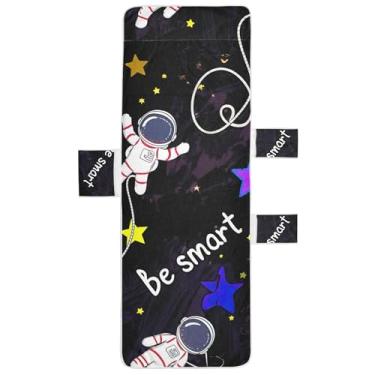 Imagem de Cute Astronauts Space Black Chaise Lounge Cover Toalha de cadeira toalha de praia piscina toalha com bolsos externos espreguiçadeira 213 x 76 cm