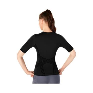 Imagem de Camiseta de manga curta respirável para ioga fitness - NONE, Preto, BR