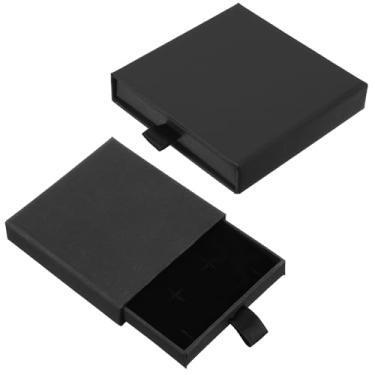 Imagem de Bruislard 2 caixas de presente quadradas para joias, colar chique, brincos, pulseiras, gavetas, caixa organizadora de papelão, com tampas, caixas de joias vazias, pequenas caixas de presente, estojo