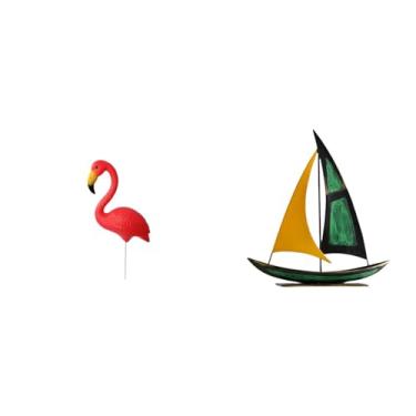 Imagem de Whtkoph Escultura de Flamingo em Ferro para Decoração de Jardim E Mesa. Figura Decorativa Ideal para Jardins de Fadas E Festas de Primavera.