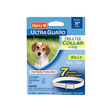 Imagem de Hartz Coleira UltraGuard contra pulgas e carrapatos para cães e filhotes, 7 meses de proteção e prevenção de pulgas e carrapatos por coleira, branca, pescoço de até 50 cm