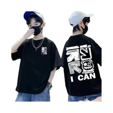 Imagem de Camiseta De Algodão Com Estampa Graffiti Para Meninos E Meninas, Manga