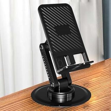 Imagem de Suporte de telefone de mesa dobrável de alumínio, suporte portátil giratório de 360° com base estável para todos os smartphones, iPads e tablets