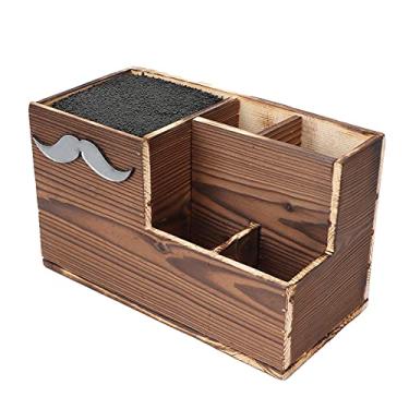 Imagem de Cryfokt Suporte para Tesouras de Salão, Caixa de Armazenamento Profissional para Cabeleireiro, Organizador de Mesa para Coisas de Salão e Uso Familiar, Material de Madeira de – Madeira Maciça