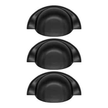 Imagem de 3 Puxador 64mm Concha Rose Para Gavetas Móveis Cristaleira (Preto Fosco)