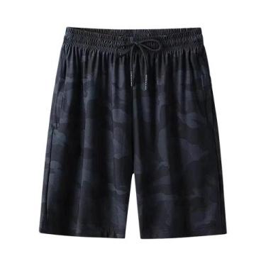 Imagem de Shorts de Corrida Camuflados Plus Size para Homens - Malha Respirável 