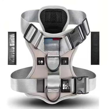 Imagem de Peitoral Ajustável Refletivo para Cachorro Porte Médio e Grande, Colete Reforçado Confortável com Regulagem e Segurança(Cinza,M (M))