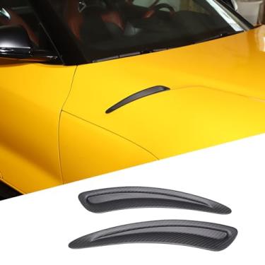 Imagem de Capa de acabamento de saída de ar de fibra de carbono real para Toyota Supra GR A90 A91 MK5 2019-2024, acabamento adesivo de moldagem de saída de ar do capô, 2 peças (preto fosco)