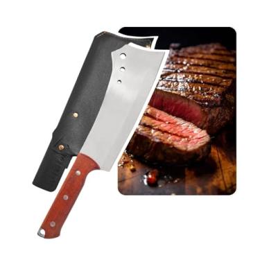 Imagem de Cutelo Faca Forjado Rustico Artesanal Churrasco Camping Sobrevivência Pesca Corta Carne (Marrom)