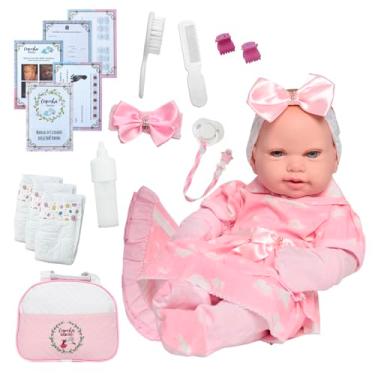Imagem de Bebê Reborn Boneca Larinha Enxoval Nuvem Completo Bolsa