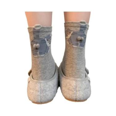 Imagem de Meias Unissex De Cano Médio Com Estampa De Gato, Macias, Respiráveis E