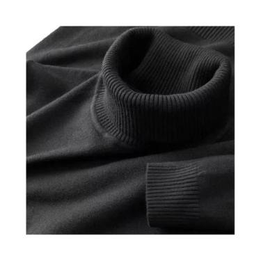 Imagem de Suéter Masculino De Gola Alta Em Cor Sólida, Tricotado, Respirável E Q