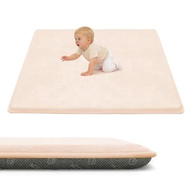 Imagem de ACOMOPACK Tapete de brinquedo de bebê de 3,3 cm de espessura para o chão 127 x 127 cm - Tapete de cercadinho de espuma viscoelástica repelente à água para tempo de barriga, tapete de berçário de