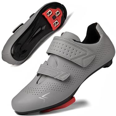 Imagem de ULTIANT Sapatos de Ciclismo Unissex Cinza, Tamanho 10 Mulheres/8 Homens, Compatíveis com Peloton & Look Delta/SPD, Chuteiras Peloton Inclusas, Fechamento de Velcro
