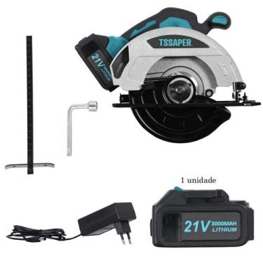 Imagem de Serra Circular para Madeira 185mm com bateria de 21v 3000mah 5000rpm T