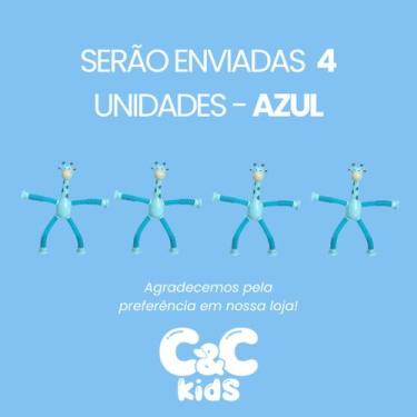 Imagem de Kit 4 girafas estica e gruda melman pop it tubo tiktok com luz brinque