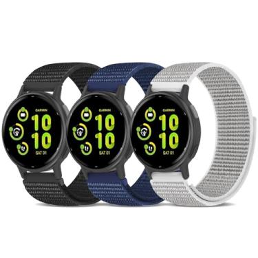 Imagem de Pulseira de nylon compatível com Garmin Venu 4 de 41 mm/3S/2S/Vivoactive 4S/Move 3S, pulseira de substituição Farbic Sport ajustável para forerunner 265S/255S/Fossil Gen 6/5E 42 mm, Blackbluesilver
