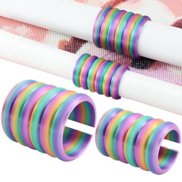 Imagem de Pacote com 2 suportes de rolo de lona de pintura de diamante, 2 tamanhos, organizador de anel de lona antiderrapante para kits de arte de diamante para adultos, facilmente enrole e armazene ferramenta