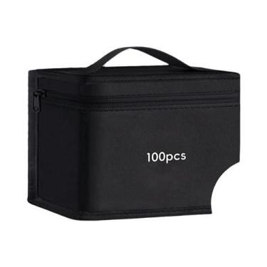 Imagem de Bolsa De Armazenamento Para Canetas Marcadoras Em Lona Preta De Grande