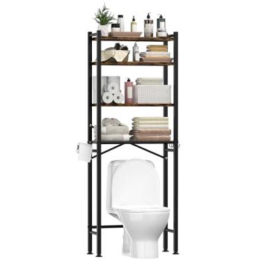 Imagem de GloTika Armário de armazenamento sobre o vaso sanitário com prateleira ajustável, organizador e armazenamento de banheiro de 4 níveis, prateleiras de banheiro de metal economizadoras de espaço para