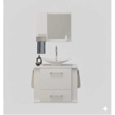 Imagem de Kit Gabinete Cuba e Espelheira 60cm Para Banheiro Moderno (Branco)