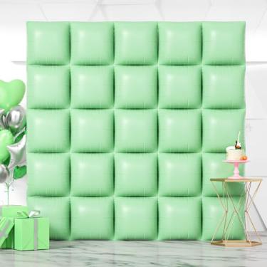 Imagem de NISOCY 25 peças de balões quadrados verdes pastel, pano de fundo de parede, dupla face, balões verdes macaron, kit de arco para aniversário, Páscoa, bebê, chá de panela, aniversário, casamento