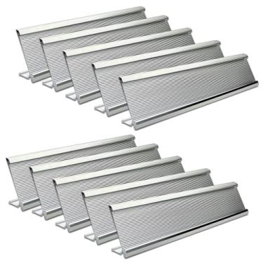 Imagem de Pacote com 10 suportes de placa de nome de mesa de alumínio de 5 x 25 cm, suporte de placa de nome de escritório para mesas, suporte de placa de escritório para conferências de escritório, sala de