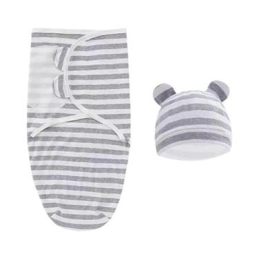 Imagem de Conjunto De Cobertor E Chapéu De Algodão Para Bebê Recém-Nascido Com E