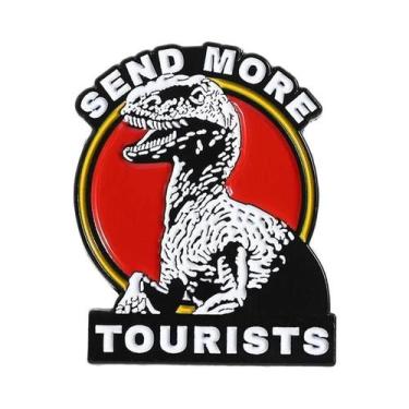 Imagem de Broches De Esmalte Com Tema De Dinossauro Cartoon Com Chapéu De Cowboy