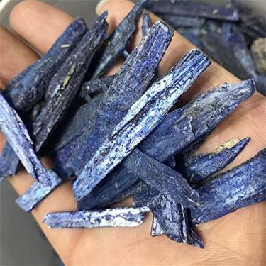 Imagem de Pedras preciosas para decoração tiras de cascalho de cianita natural cor azul bastão de cristal cru minerais amostra cristais quartzo para decoração de casa artesanato DIY cristal de aura (tamanho