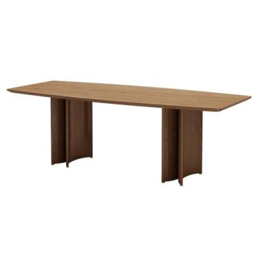 Imagem de Mesa de jantar de madeira maciça mesa de jantar retangular de 139,7 cm, 157,5 cm, mesa de jantar marrom para entrada de casa, mesa de escritório, mesa de cozinha moderna