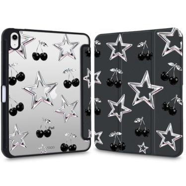 Imagem de VibrantFruitique Y2k Capa impressa para iPad (A16) 11ª geração 2025 11 polegadas/10ª geração 2022 10,9 polegadas prata estrela transparente capa híbrida rígida, com suporte para lápis, suporte de três