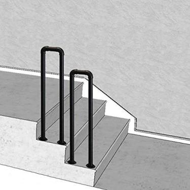 Imagem de DKXCOSQ Corrimão de metal vintage para degraus, corrimãos de escada interna e externa para terraço, corredor e jardim, corrimão de transição para escadas, corrimão para degraus externos