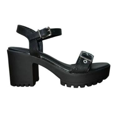 Imagem de Sandália Plataforma de Salto Bloco Tratorado Feminino Via Marte 162-002-01 Preto-Feminino