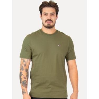 Imagem de Camiseta Tommy Jeans Masculina Slim C-Neck Flag Verde Militar-Masculino