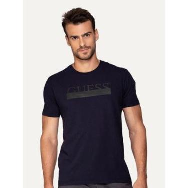 Imagem de Camiseta Guess Masculina Rubber Logo Sash Azul Marinho-Masculino