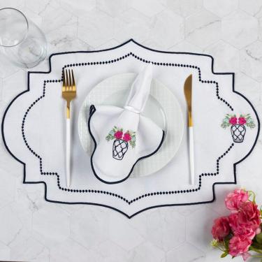 Imagem de Jogo Americano Sousplat Mesa Posta Bordado Guardanapo 12 Peças